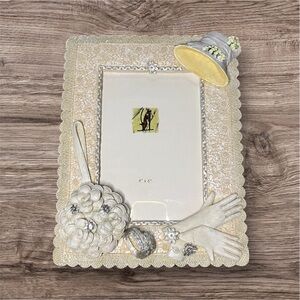 Vintage Wedding Picture Frame White With Silver Trim‎
